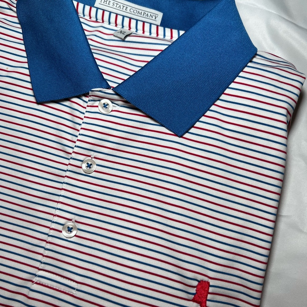 Mississippi XL Red & Blue Stripes Collared Polo Shirt